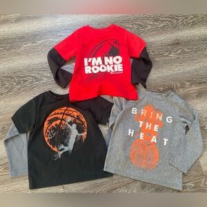Champion and Carters Boys Performance Long Sleeve Tees - 3T
